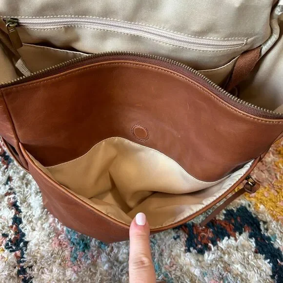 Azaria Luxe La Mère Backpack Grand Brown Leather Baby Diaper Bag - Picture 12 of 13